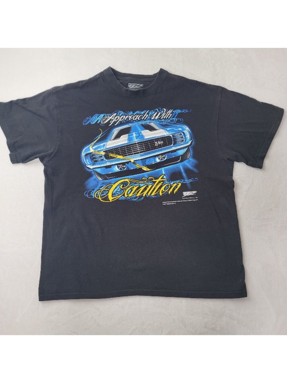 Wicked Metal Approach With Caution Men Camaro Z/28 2011 Black Graphic Tee Size L